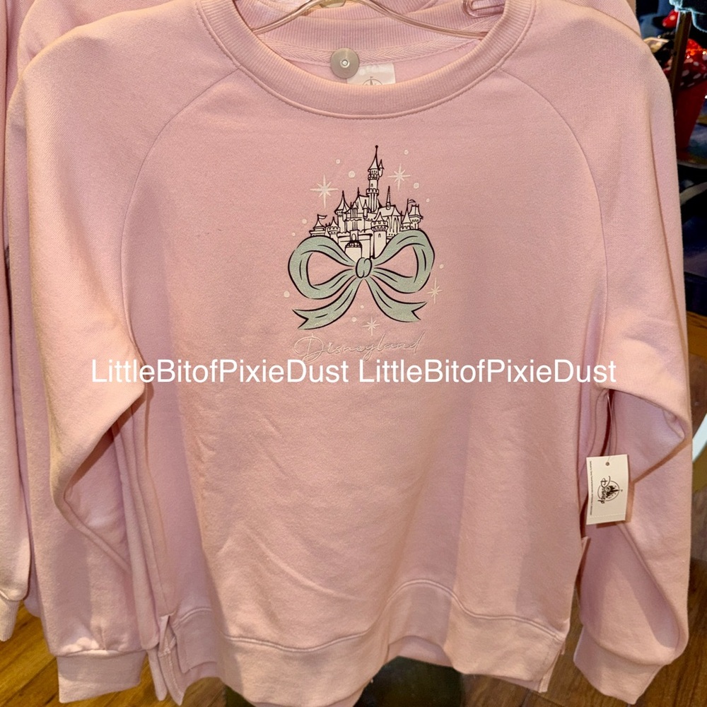 Disney Parks Disneyland Pink Bow & Castle Pullover Sweatshirt